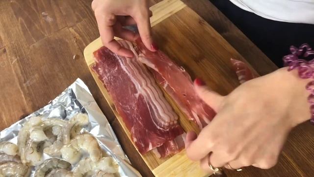 Креветки | Бекон | Креветки в беконе |
