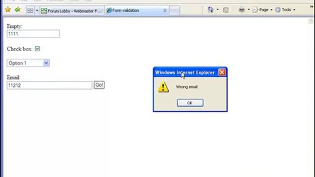 Java Script TUTORIALS: Validate form: Textboxes, select , check box, EMAIL validation PART 2 смотреть онлайн
