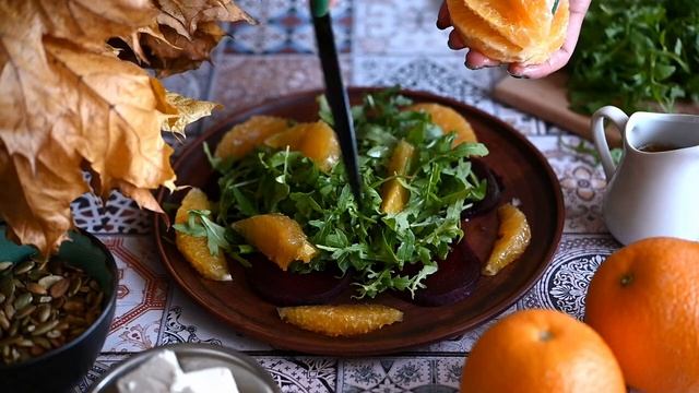 Салат со свеклой апельсином и фетой смотреть онлайн