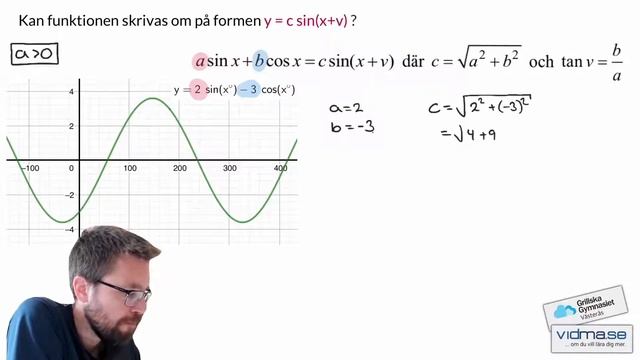 Matematik 4. Skriva om funktionen y = a sin x + b cos x på formen y = c sin(x + v). EXEMPEL! смотреть онлайн