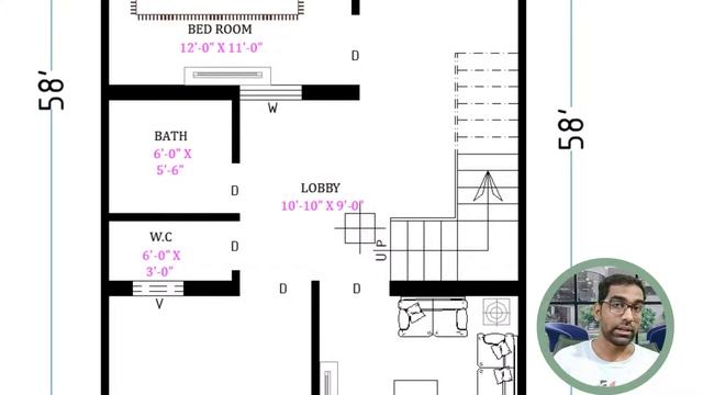 21 X 58 House Plan | 2 BHK SET | House Design | ABDZ Architects | ID - 1005 смотреть онлайн