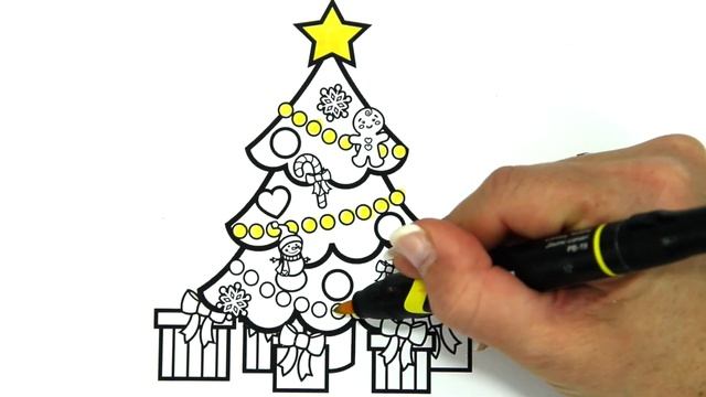How to Draw a Christmas Tree | Christmas Coloring Pages | Glitter Art | ????? смотреть онлайн