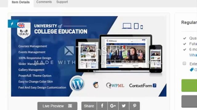 University Education Responsive WordPress Theme смотреть онлайн