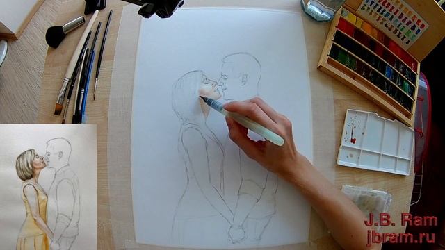 как нарисовать девушку акварелью/ how to draw a girl in watercolor смотреть онлайн