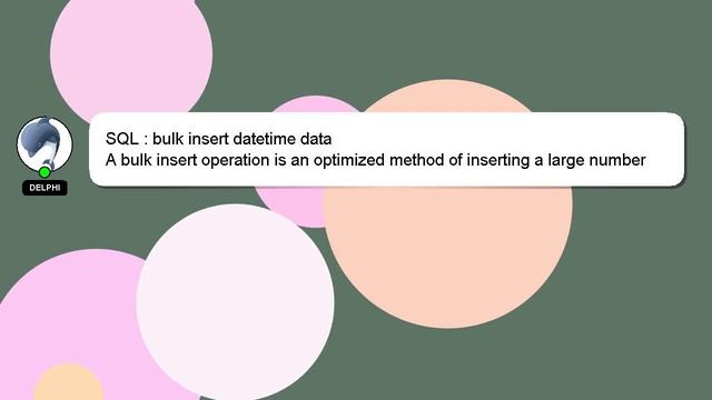 SQL : bulk insert datetime data смотреть онлайн