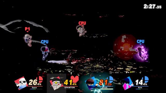 Smash Ultimate Mod Battle: Sans Vs Frisk Vs Spamton Vs Kris смотреть онлайн