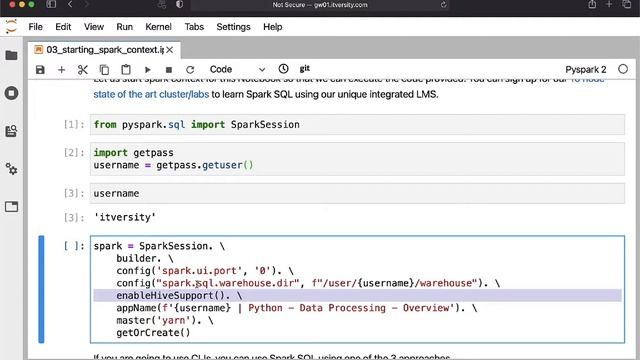 Apache Spark Python - Data Processing Overview - Starting Spark Context - pyspark смотреть онлайн