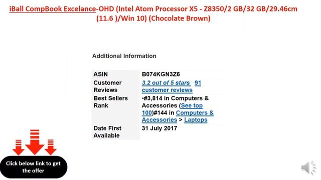 iBall CompBook Excelance-OHD (Intel Atom Processor X5 - Z8350/2 GB/32 GB/29.46cm (11.6 )/Win 10) смотреть онлайн