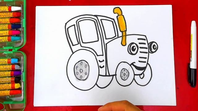 How to draw a blue tractor (drawing for children) смотреть онлайн