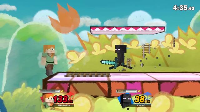 Super Smash Bros. Ultimate - 12 Minutes Of Minecraft Steve Gameplay