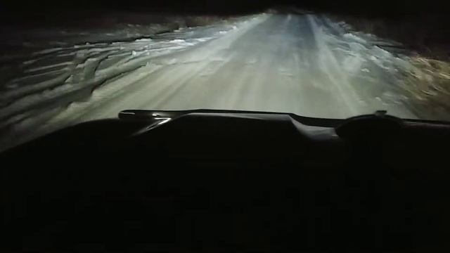 Работа ближнего и дальнего светодиодных LED фар на Toyota Prado 150 ночью зимой смотреть онлайн
