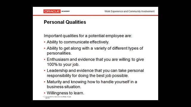 Oracle Academy, Work Experience and Community Involvements смотреть онлайн