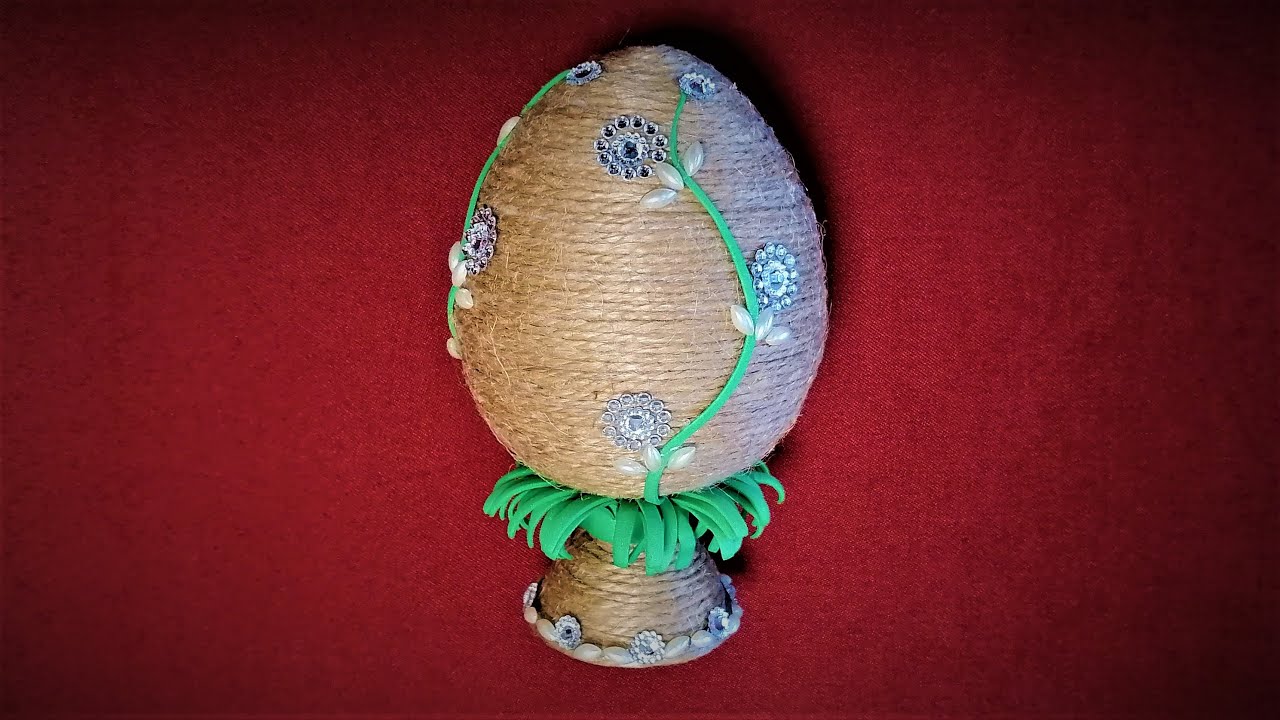 Пасхальное Яйцо своими руками из джута. Пасхальные Поделки. Пасхальный декор дома смотреть онлайн