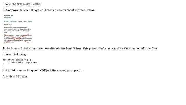 Wordpress: How can we hide the parent's theme url at the child themes details on a multisite? смотреть онлайн