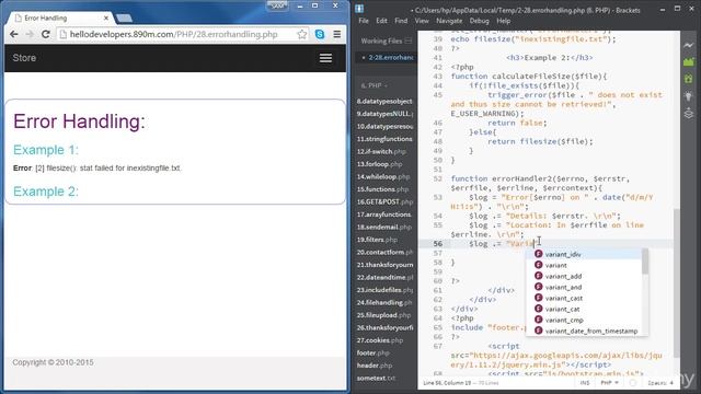 34. Error Handling Part 2; Activity Log PHP errors in a file Trigger error emails - PHP смотреть онлайн