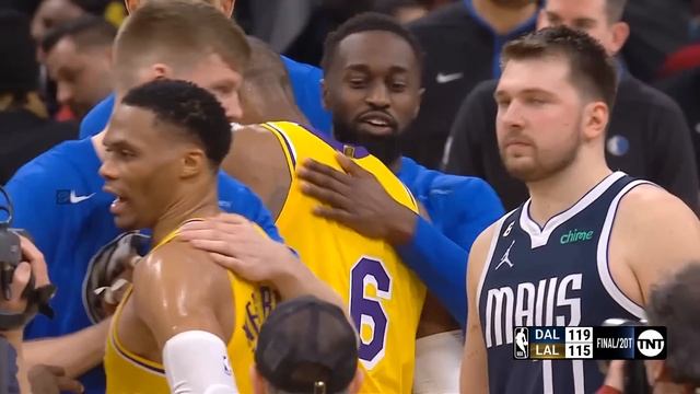 LeBron James and Luka Doncic share a laugh after 2OT battle Lakers vs Mavs смотреть онлайн