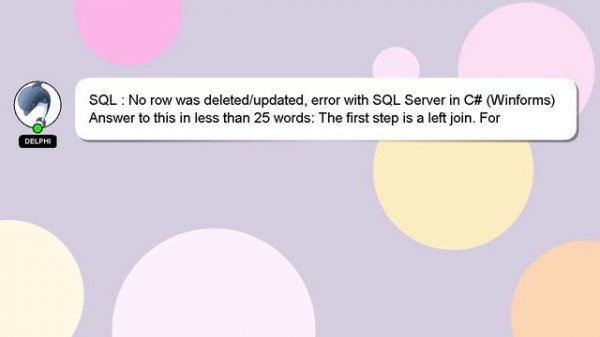SQL : No row was deleted/updated, error with SQL Server in C# (Winforms)