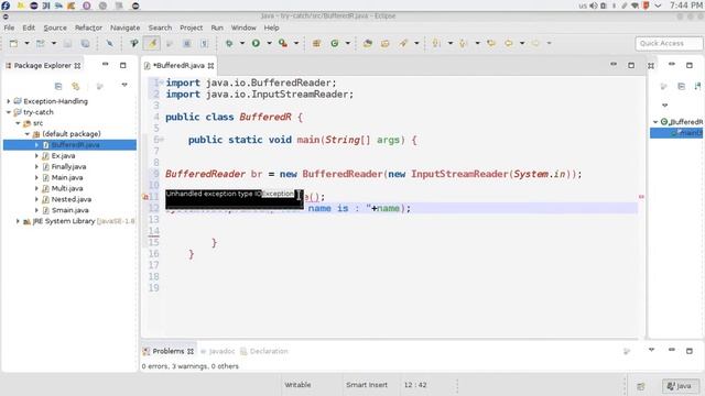 83 Java advanced Exception Handling BufferedReader finally التعامل مع استثناء смотреть онлайн