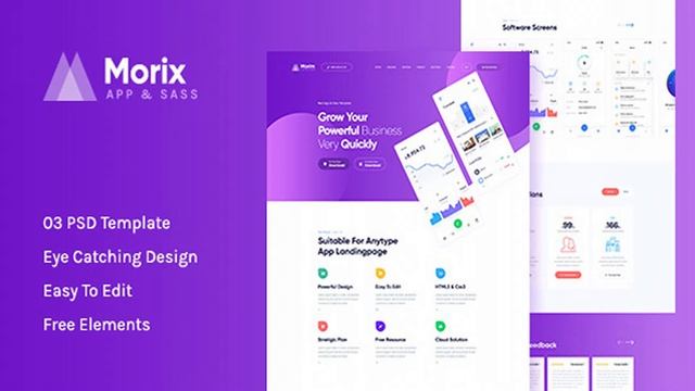 Morix - Sass & App Landing PSD Template | Themeforest Website Templates and Themes смотреть онлайн