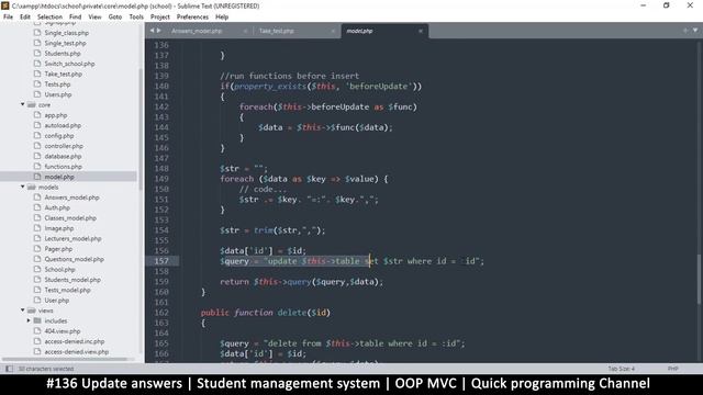 #136 Updating Answers | Student management system in PHP | OOP MVC | Quick programming tutorial смотреть онлайн