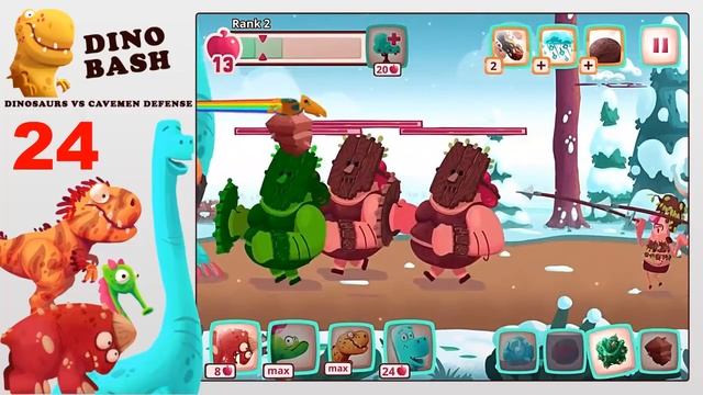 Dino Bash Dinosaurs vs Cavemen Defense EP 24 Level 74 смотреть онлайн