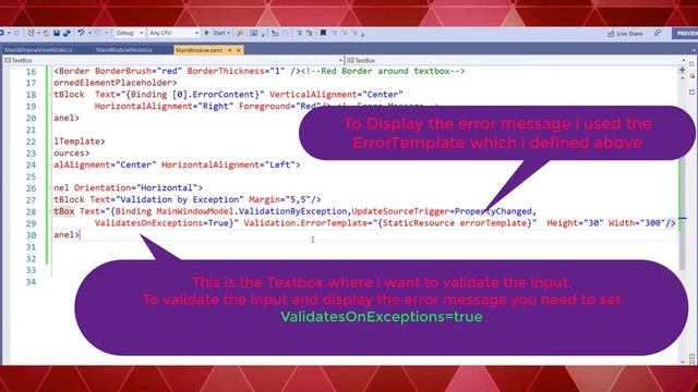 Validation By Exception in Wpf using MVVM смотреть онлайн