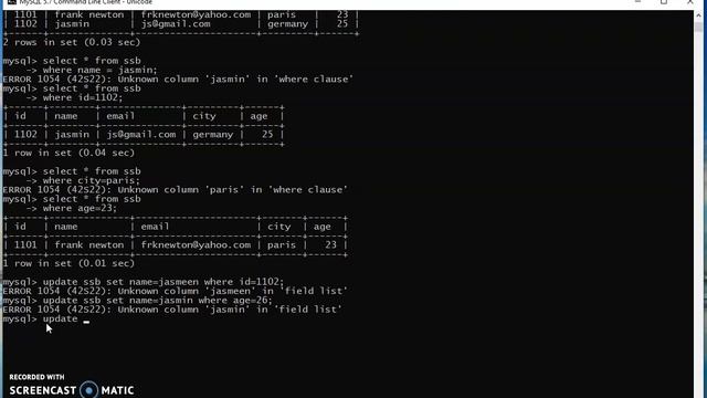 SQL Basic Beginners | where clause | update command | Delete command смотреть онлайн