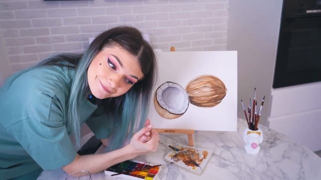 Рисую Кокосы Акварелью ?? Как нарисовать Кокос акварельными красками смотреть онлайн