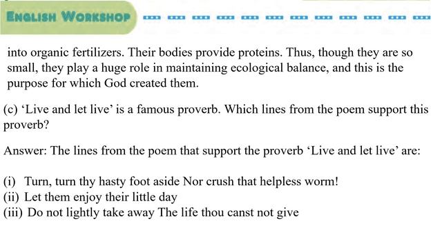 8th English 2.3 The Worm Questions And Answers/English Workshop - Maharashtra Board