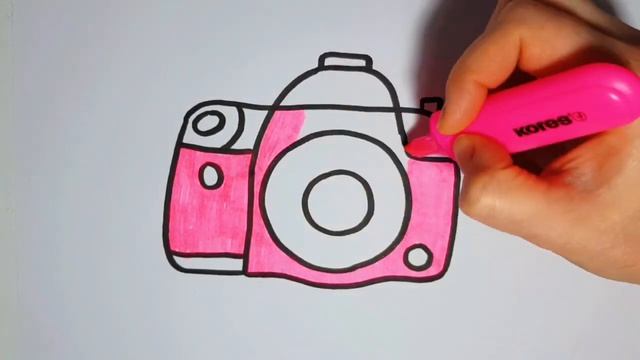How to draw a camera for kids | menggambar kamera untuk anak anak Как нарисовать фотоаппарат смотреть онлайн