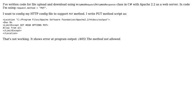 Configure Apache HTTP 2.2 for PUT method смотреть онлайн