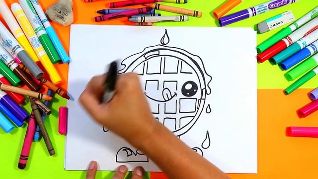 How to Draw a Cartoon Waffle, Kawaii Waffle Step-by-Step Drawing Tutorial смотреть онлайн