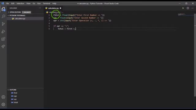 How to make simple calculator using python | vscode смотреть онлайн