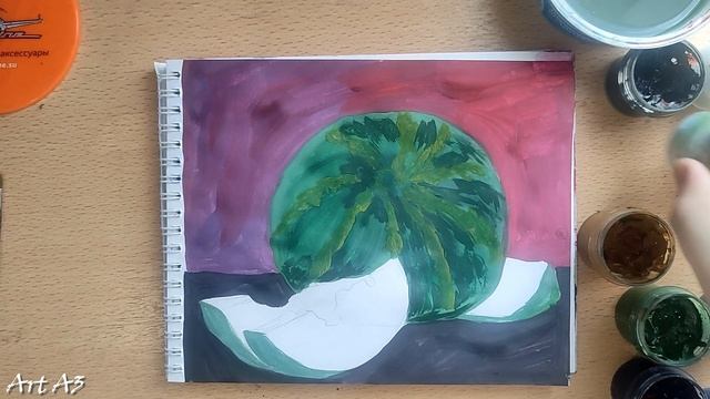 АРБУЗ/ ЛЕТО/ ДОЛЬКИ АРБУЗА/ВКУСНЯТИНА/ ГУАШЬ/ Рисунок №70/ Арт А3 смотреть онлайн