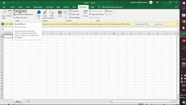 Excel Macros (How to visible Developer tab in Excel ) part 4 Urdu Tutorial by Asawar Saikhu смотреть онлайн