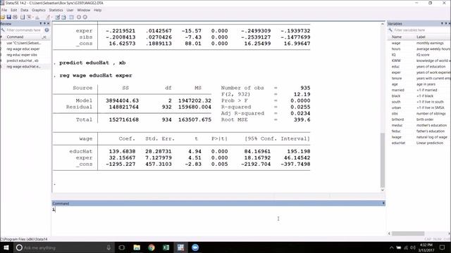 Stata 2SLS with ivregress смотреть онлайн