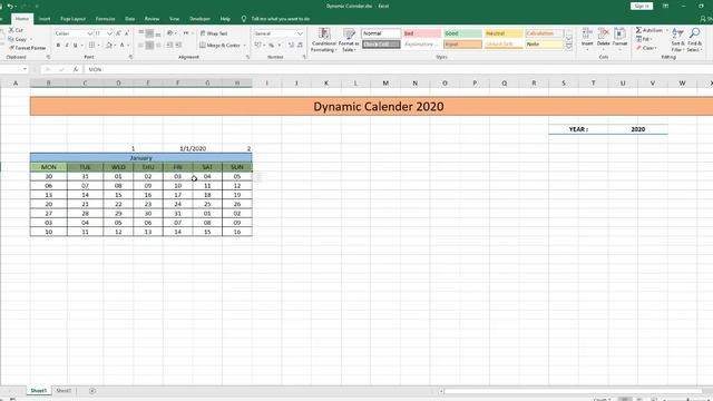 Dynamic Calendar for 2020 in Excel смотреть онлайн