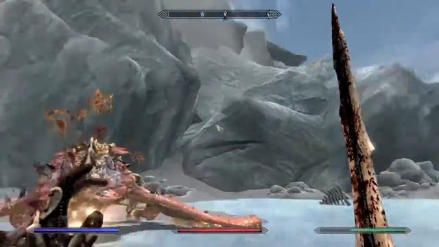 Skyrim - Just fight some dragons on a frozen lake смотреть онлайн