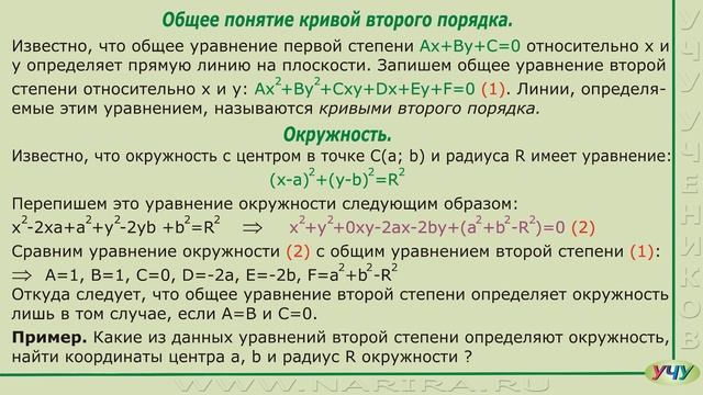 Общее понятие кривой второго порядка. (Аналитическая геометрия - урок 8) смотреть онлайн