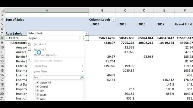 Pivot Table - How to Apply Label Filter on PivotTables !! Excel tutorial for beginners смотреть онлайн