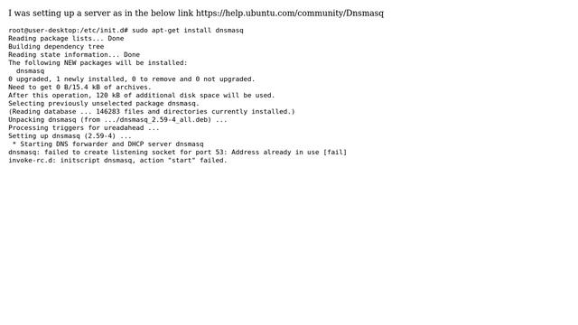 Ubuntu: dnsmasq: failed to create listening socket for port 53: Address already in use смотреть онлайн