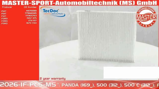 2026-IF-PCS-MS | CABIN FILTER | Master-Sport-Automobiltechnik (MS) GmbH смотреть онлайн