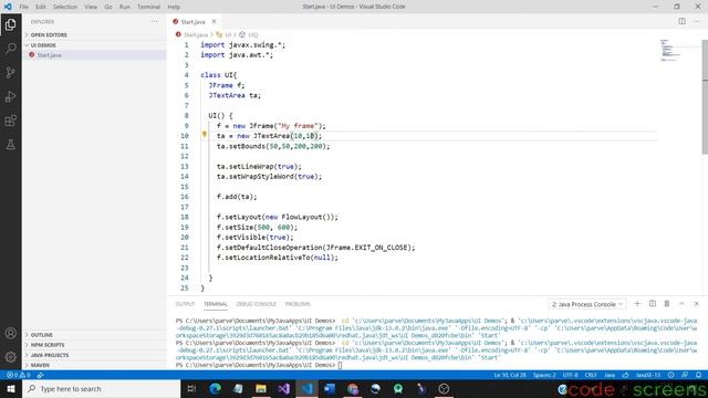 Creating a Text Area in Flow Layout | Java Swing | Tamil | Code Screens смотреть онлайн