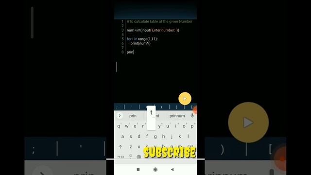 To calculate table of any number ???#python #coding #programming смотреть онлайн