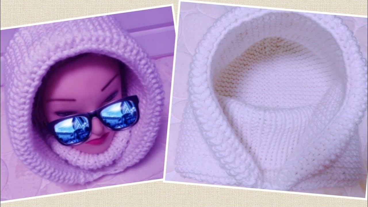 Капюшон с воротником спицами (капор). Тренд всех сезонов. смотреть онлайн