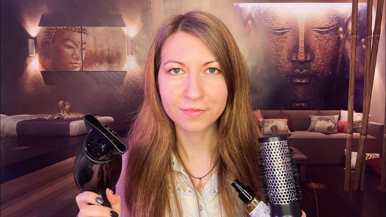 ASMR Забота о волосах ♀️ Мытье головы Сушка феном смотреть онлайн