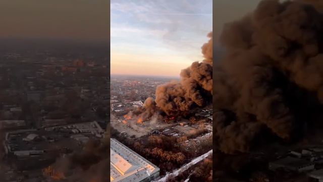 Очередной крупный пожар в США, произошел на химическом заводе в округе Ла-Салл, штат Иллинойс