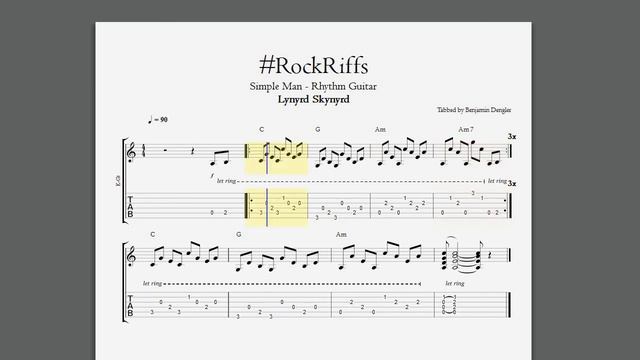 Lynyrd Skynyrd - Simple Man (Rhythm Guitar) I GuitarTrack 90bpm смотреть онлайн