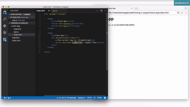 Thinking in Angular1 22 - ngClick and data binding смотреть онлайн