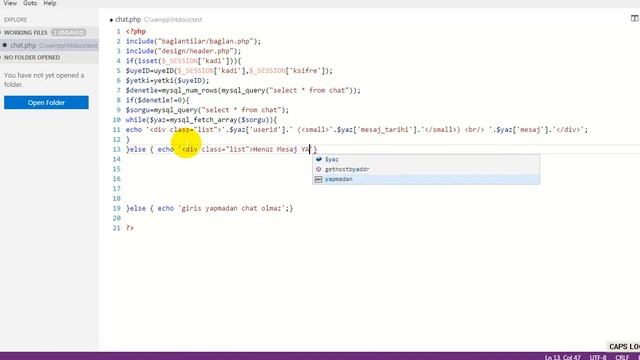 PHP DERSLERİ - CHAT UYGULAMASI YAPIMI смотреть онлайн